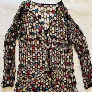 Rainbow colorful crochet cardigan